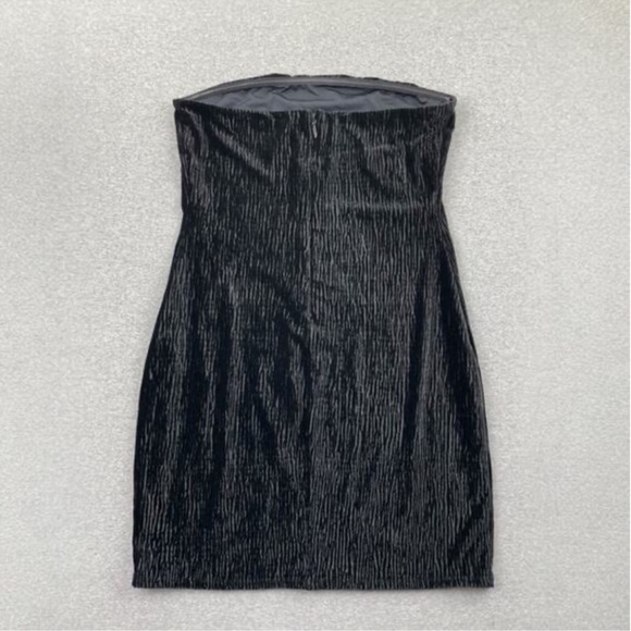 Naked Wardrobe Black Velvet Textured Strapless Tube Mini Dress - Picture 4 of 6